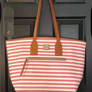 Dooney & Bourke Pink and White Striped Tote